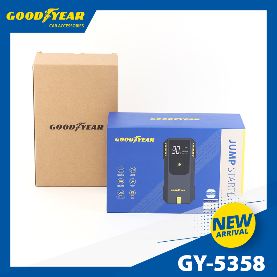 Bộ kích điện GOODYEAR GY-5358 12V 12000mAh - 670A - 44.4Wh - 3.0A mặt đồng hồ điện tử