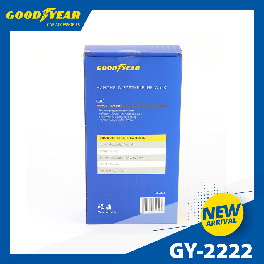 Máy bơm cầm tay không dây GOODYEAR GY-2222 2600mAh-150PSI-20L/min