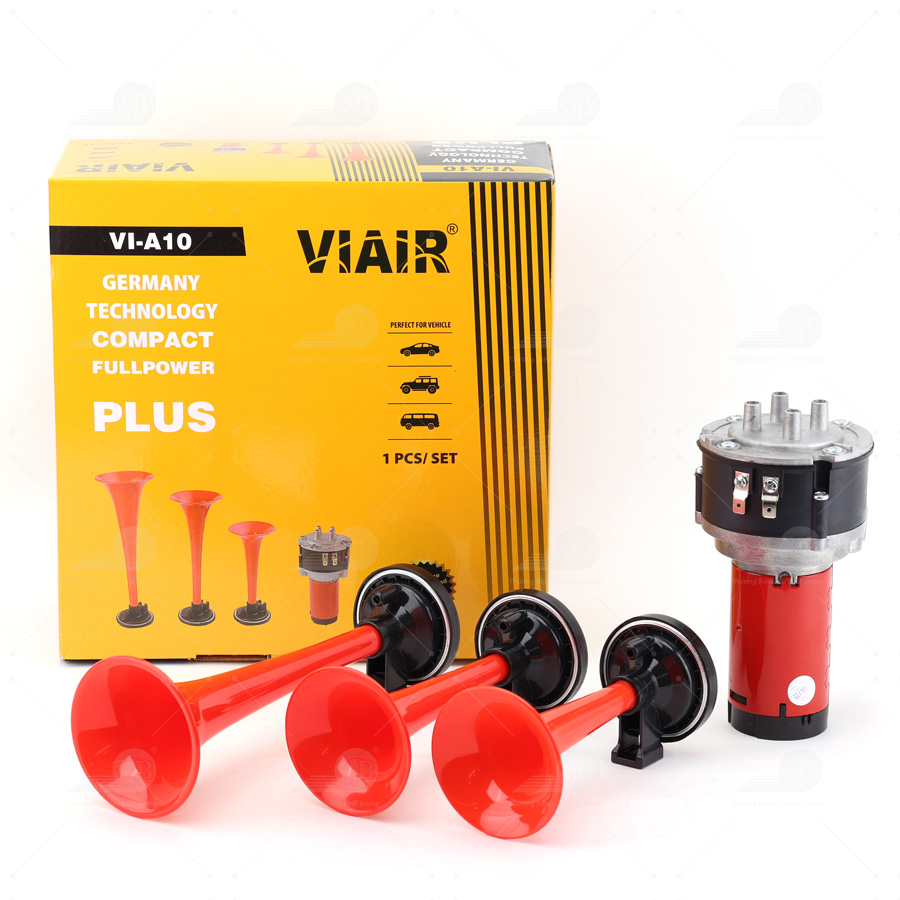 Kèn hơi 3 loa đỏ Viair (có rờ le) ( mô tơ E) VI-A10 12V