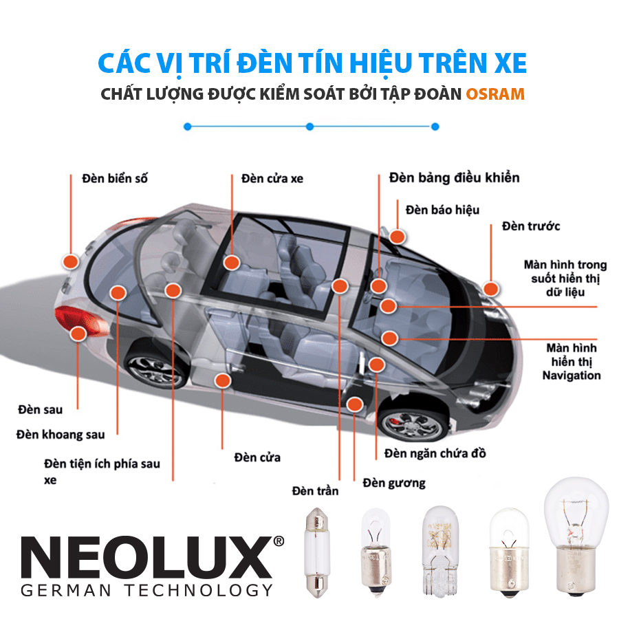 Bóng gim nhỏ T10 (W5W) TRẮNG 12V 5W  N501 Hiệu NEOLUX