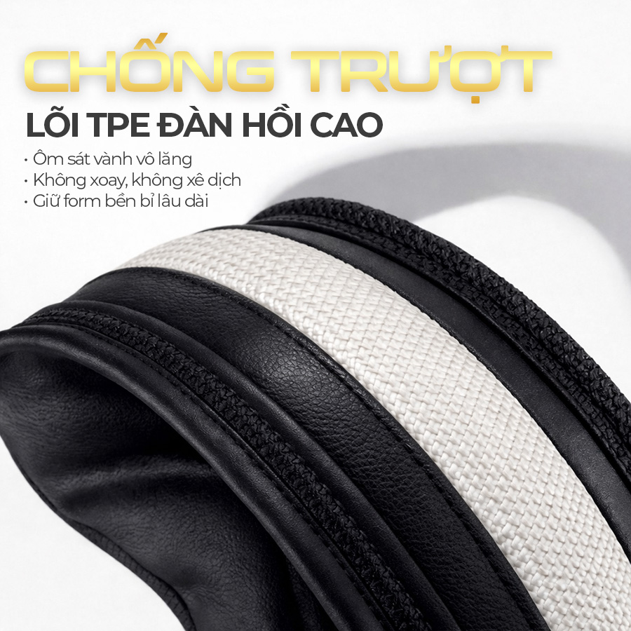 Bao vô lăng CIND PU+TPE E011 size M đen/đen