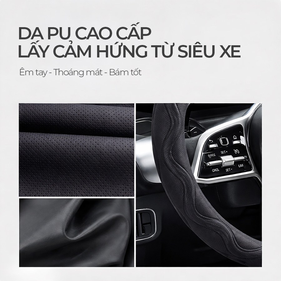 Bao vô lăng CIND PU+TPE Y019 size M đen