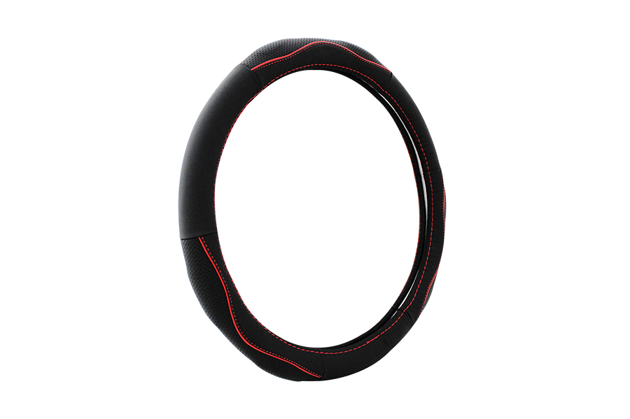 STEERING WHEEL COVER G306 (M) black/red