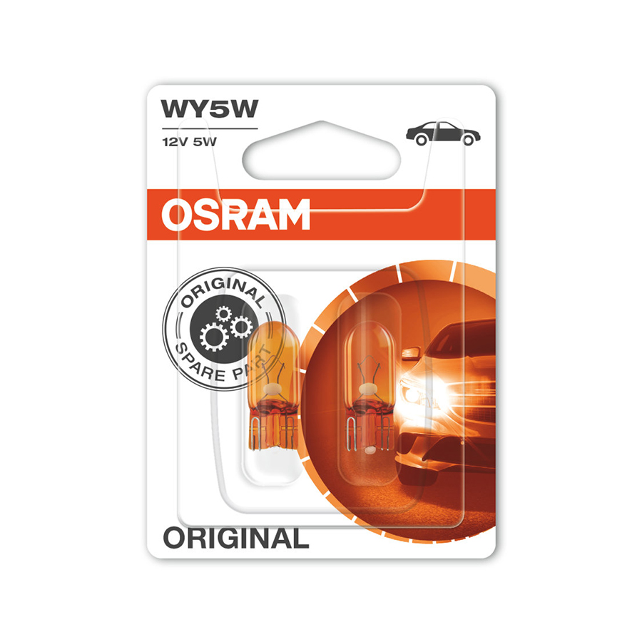 Bóng Chân Ghim Nhỏ 1 Tim Original WY5W 12V 5W Màu Vàng 2827-02B (2827NA-2BL) Hiệu Osram