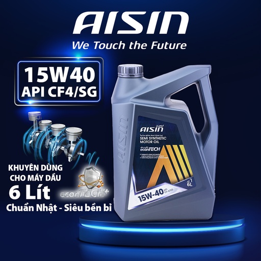[9NAECSF1546PN] Nhớt Động Cơ Aisin 15W-40 CF4/SG Semi Synthetic 6 Lít ECSFormula 1546P