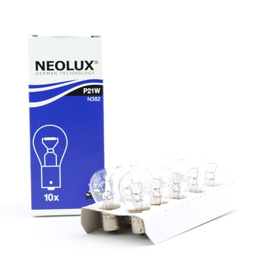 [BDNLXP21W12VN382] Bóng đèn sau S25 1 tim (trắng) P21W N382 12V - 21W (BA15S) chân thẳng NEOLUX