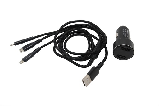 [SDTMHC74D] Bộ sạc ĐT 2 cổng + dây sạc 3 đầu C74 - 4.8A (Ip4 - Ip5 - micro USB - Type C) C74 đen